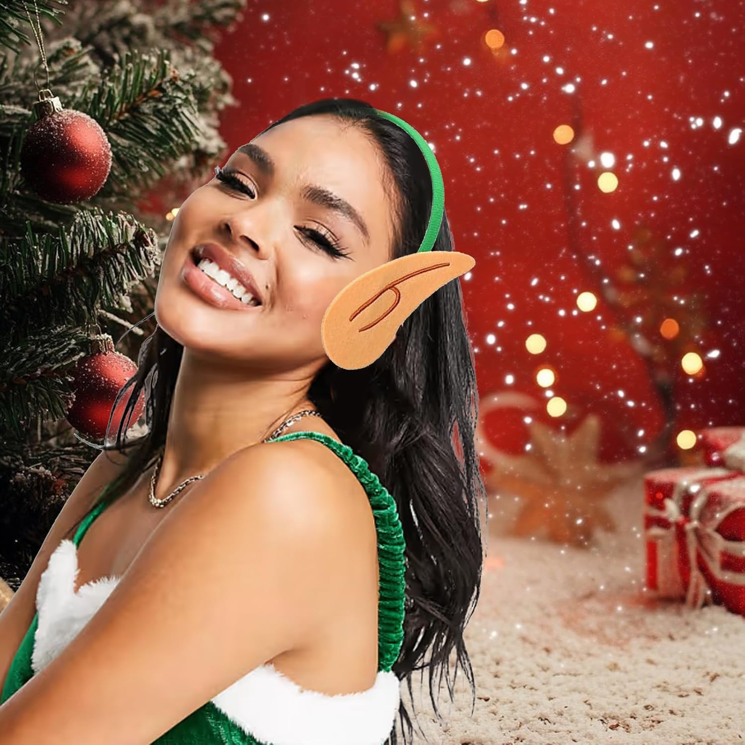 12 Pcs Elf Ears Headbands,Christmas Elf Ears Headband Cute christmas Headbands and Costume Headwear for Women Halloween Christmas Festival Theme Party Cosplay Accessories