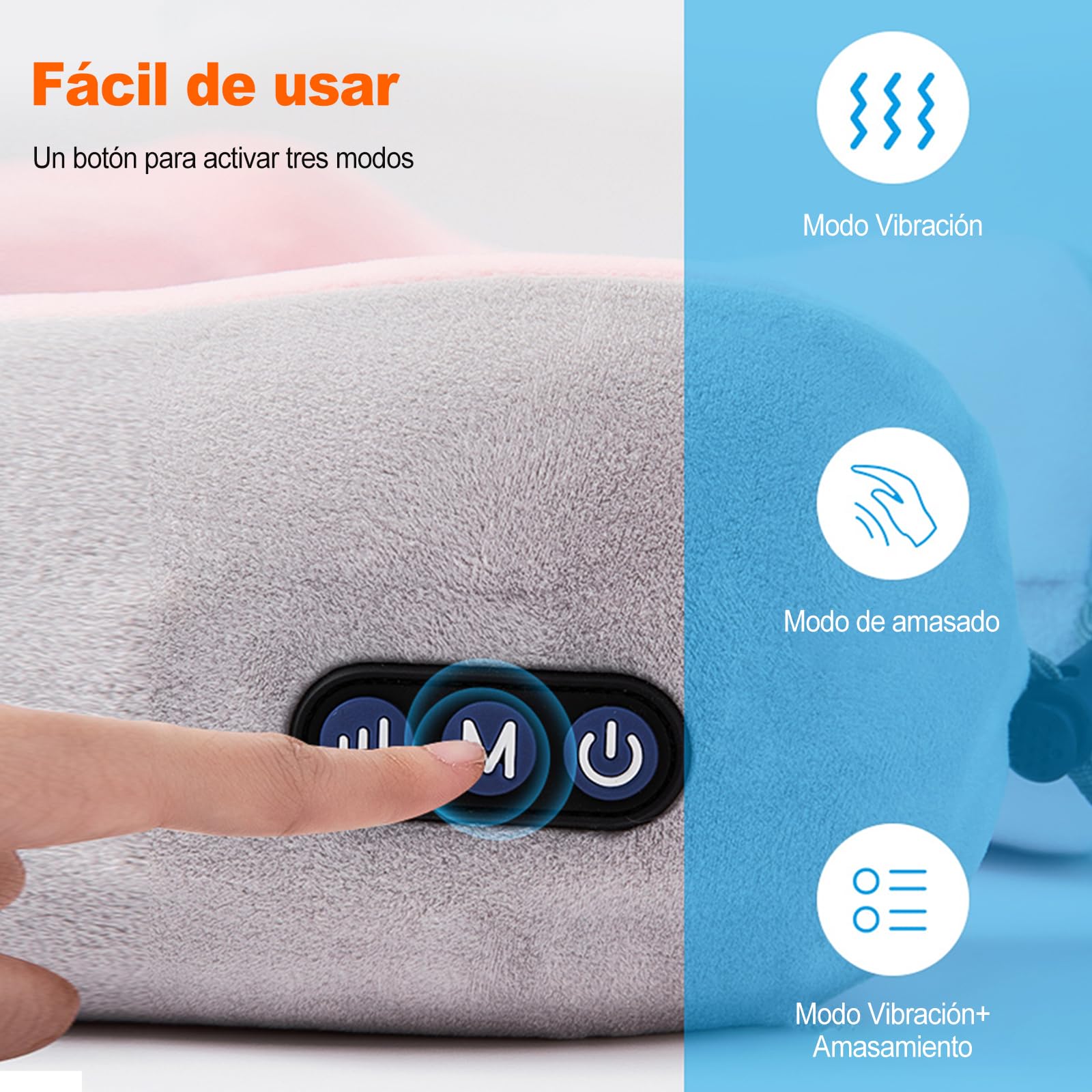 Ergocar Almohada de Masaje Masajeador de Cuello Masajeador Cervical Alivio del Dolor Muscular Almohada de Masaje en Forma de U Para El Hogar y la Oficina (Marrón)