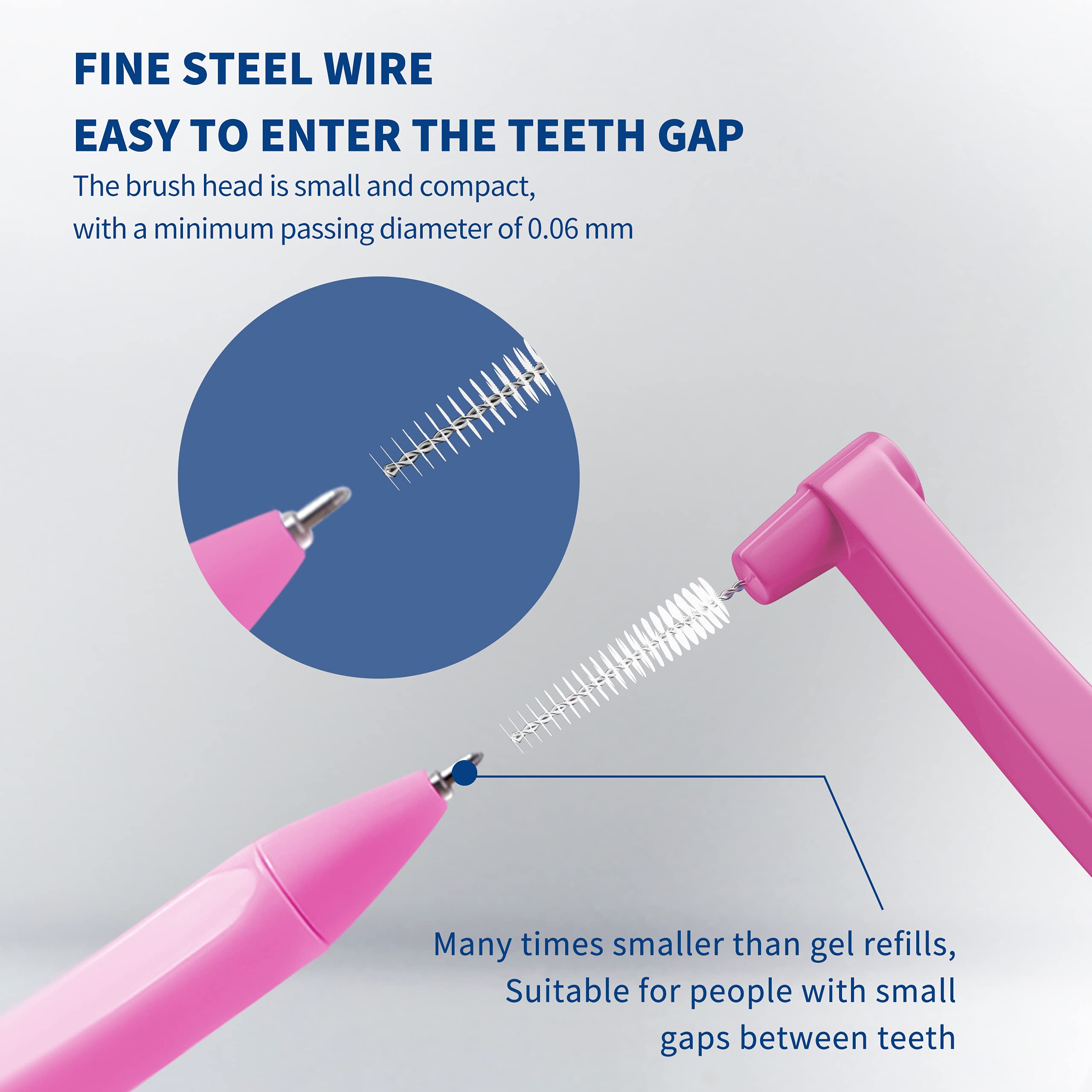 Spazzole interdentali da 80 punti, spazzolini dentali, stuzzicadenti e filo interdentale, per igiene orale, con custodia portatile per la pulizia dei denti (rosa, denti extra stretti)