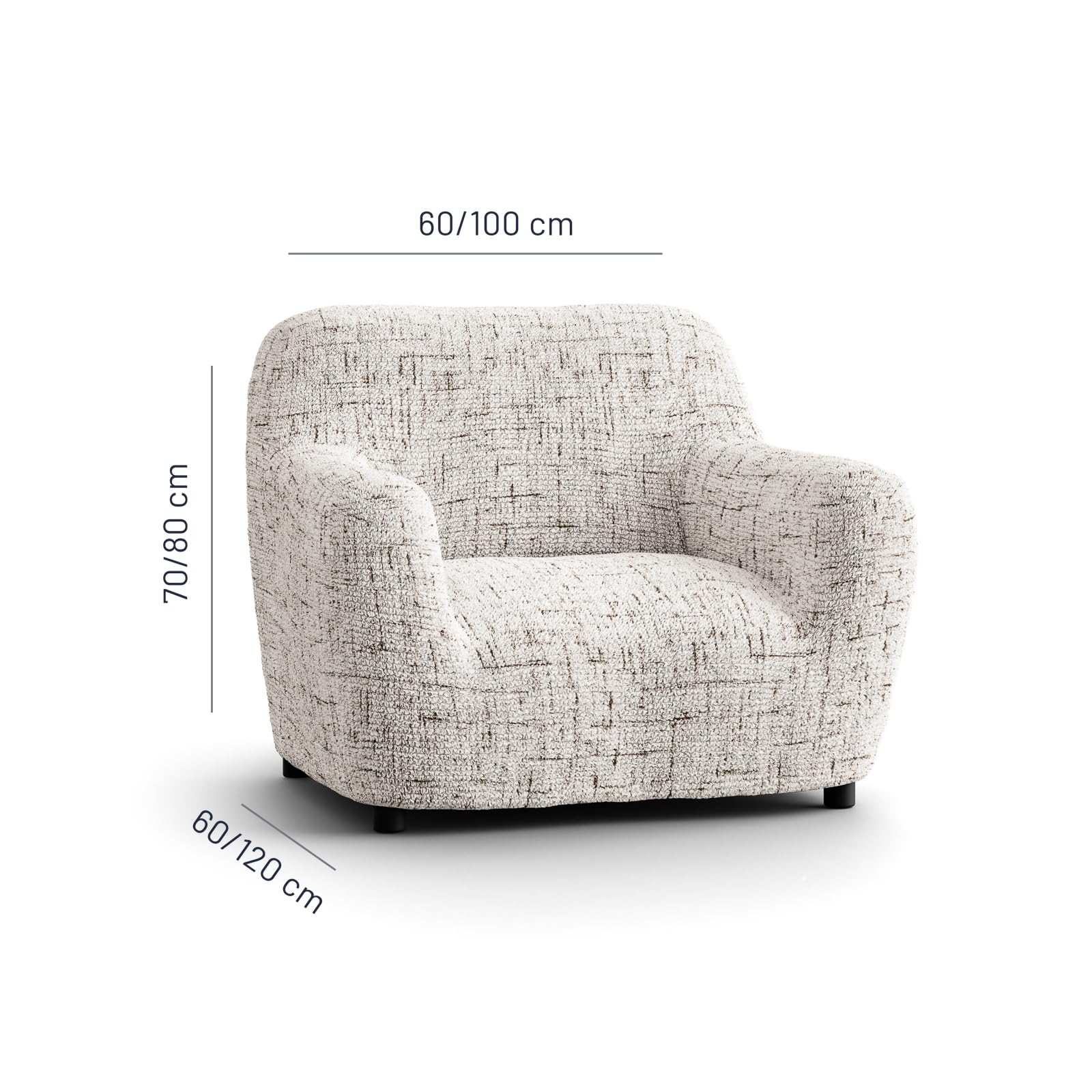 PAULATO - Funda de Sofá 1 Plaza Sillón de Microfibra con Estampado, Tejido Biextensible Antirrayas Lavable a Máquina, Certificado Oeko-Tex, Diseño Vittoria Natural - Made in Italy