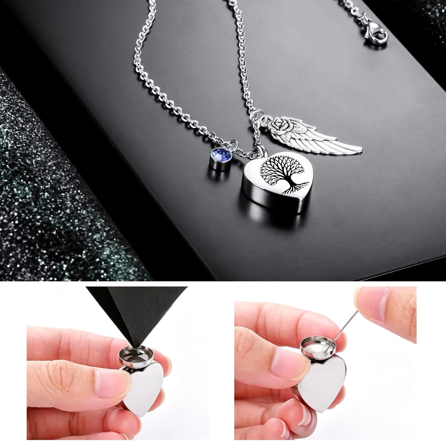 8Pcs Small Urns for Human Ashes Cremation Urns Keepsake Ash Holders Family Tree Memorial Heart Locket Waterproof for Adults Women Men Loved Ones-Purple