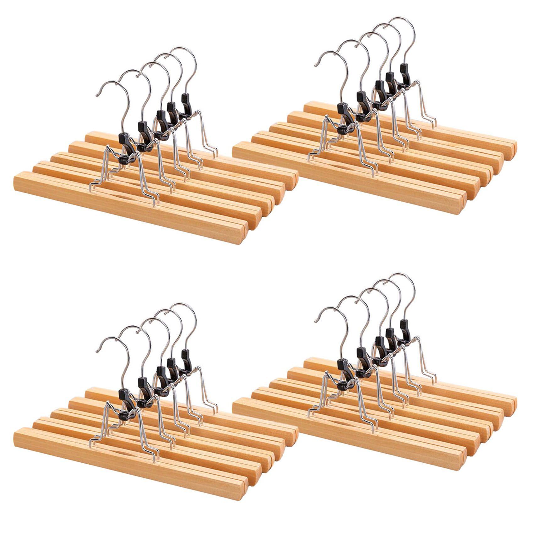 Hndhbfgrt 20 Pcs Grade Wooden Pants Hanger with Clips Non Slip Skirt Hanger with 360° Swivel Hook