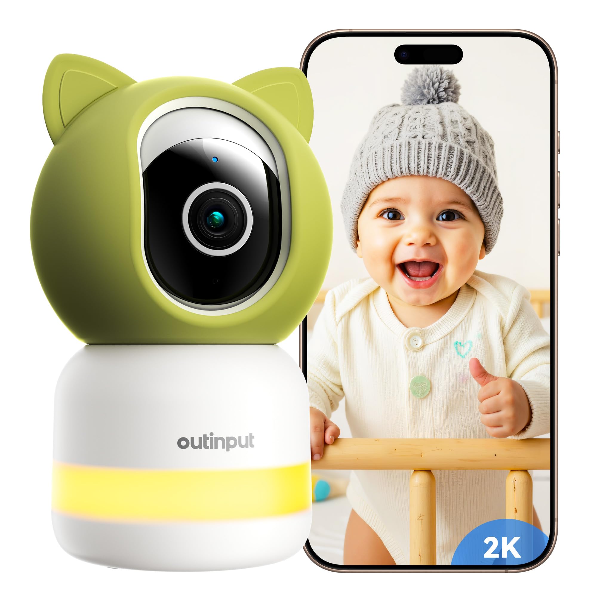 Outinput 2K 4MP Smart Baby Monitor - 355° PTZ WiFi Baby Monitor with Camera and Night Vision, Cry Detection, Motion Sensor & Tracking, Feeding Reminder, 2 Way Talk, Lullabies, APP Control Baby Camera-image-9