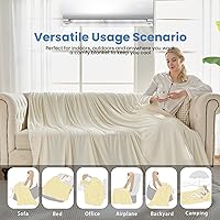 Vista 7 de OIGAE Cooling Blanket for Hot Sleepers - Soft & Lightweight Summer Cold Blanket for Night Sweats Perfect for Bed, Couch, Sofa (Beige, 50" x 70")