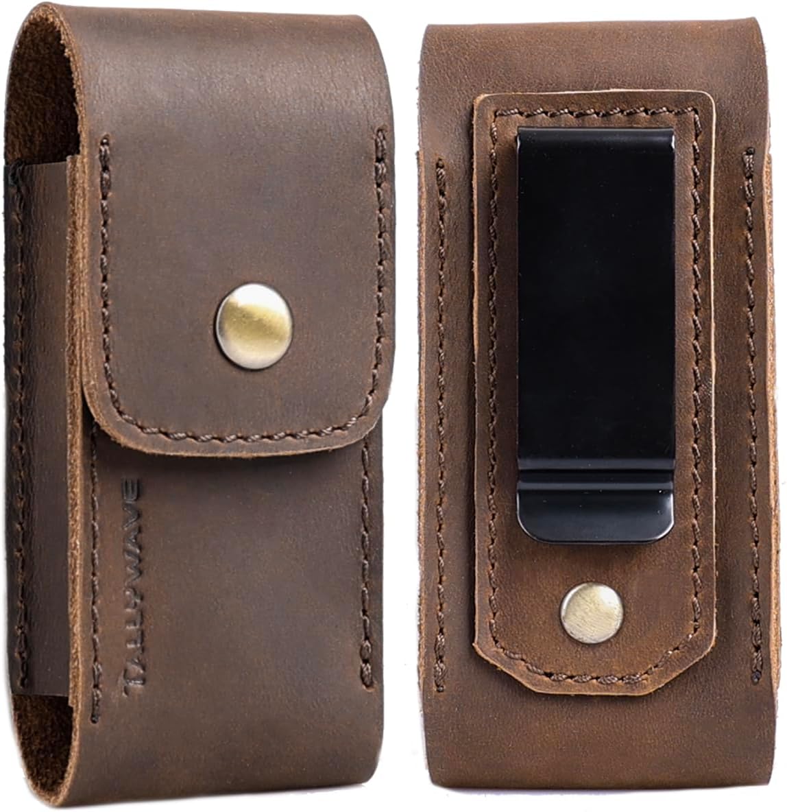 Leather Multitool Sheath - Belt Clip Leather Multitool Holster - EDC Belt Organizer Multitool Pouch for Belt - Magnetic Closure Multitool Case, Darkbrown