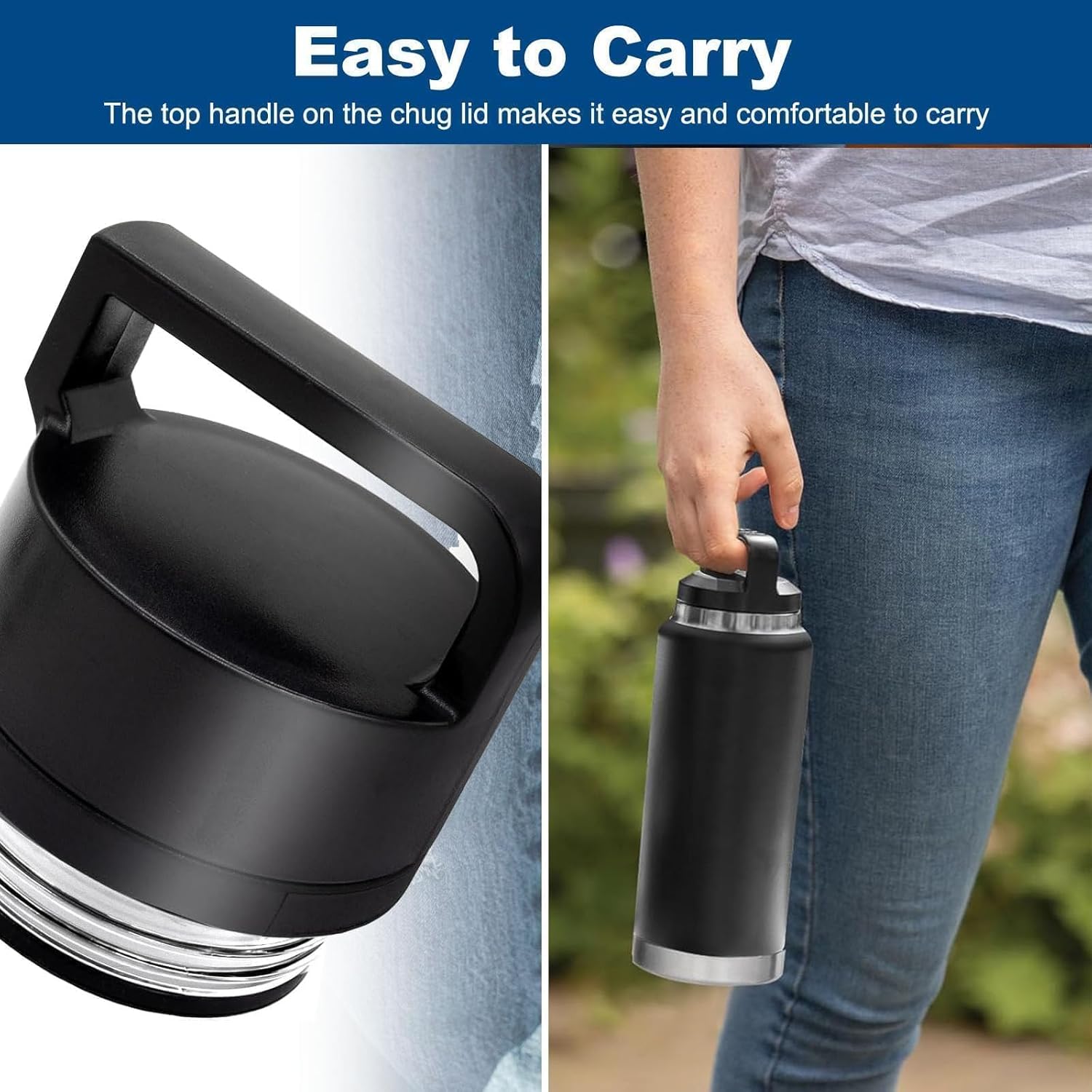 2 Pack Chug Cap Replacement for Yeti Rambler Bottle 18/26/36//46/64 oz, Durable Screw Top Lid Replacement Water Bottle Lid Compatible with Yeti, Dishwasher-Safe - Image 5