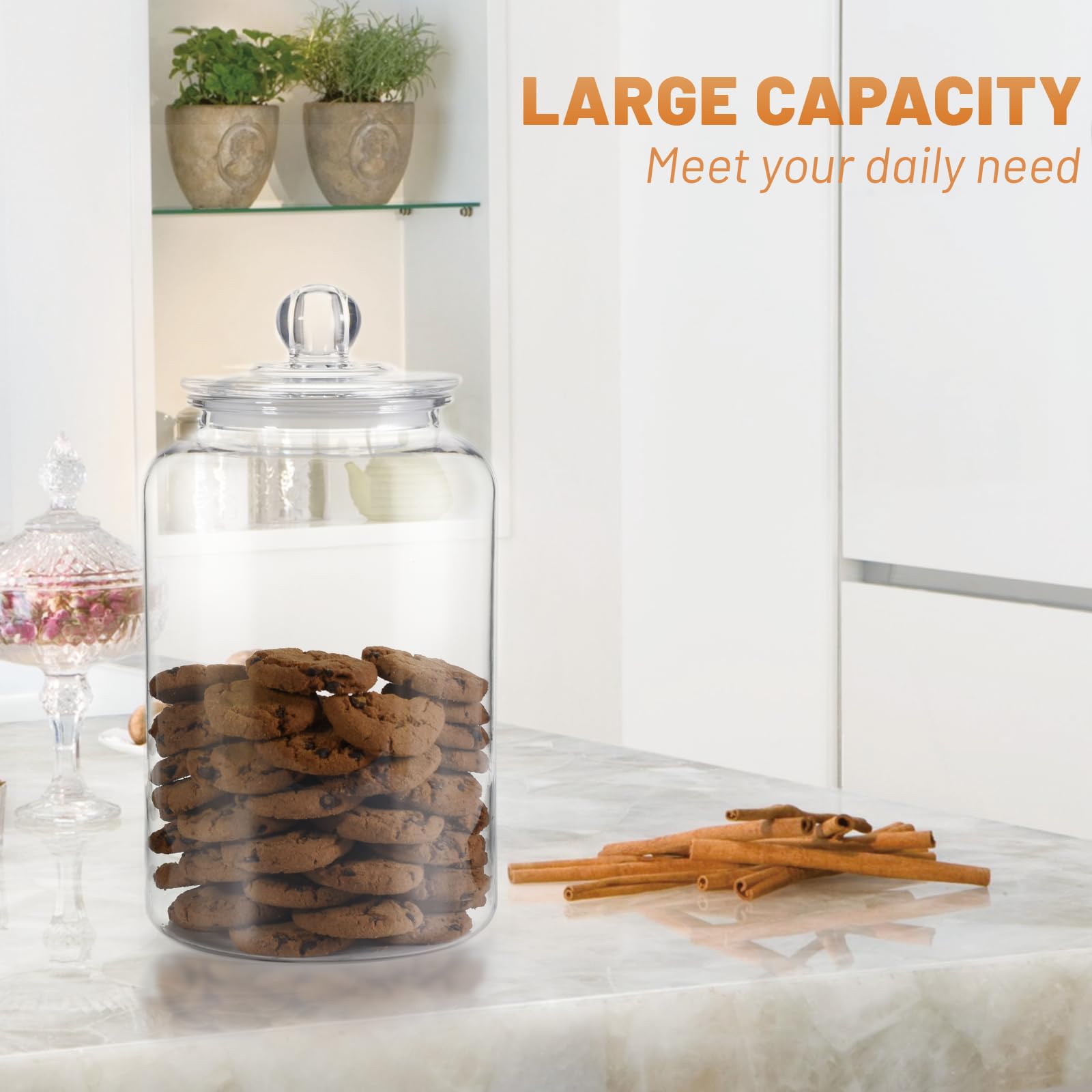 Confezione da 2 barattoli in plastica per biscotti, barattoli da 1 gallone con coperchio ermetico, contenitori infrangibili per conservare farina, zucchero, dolcetti per cani, detersivi per