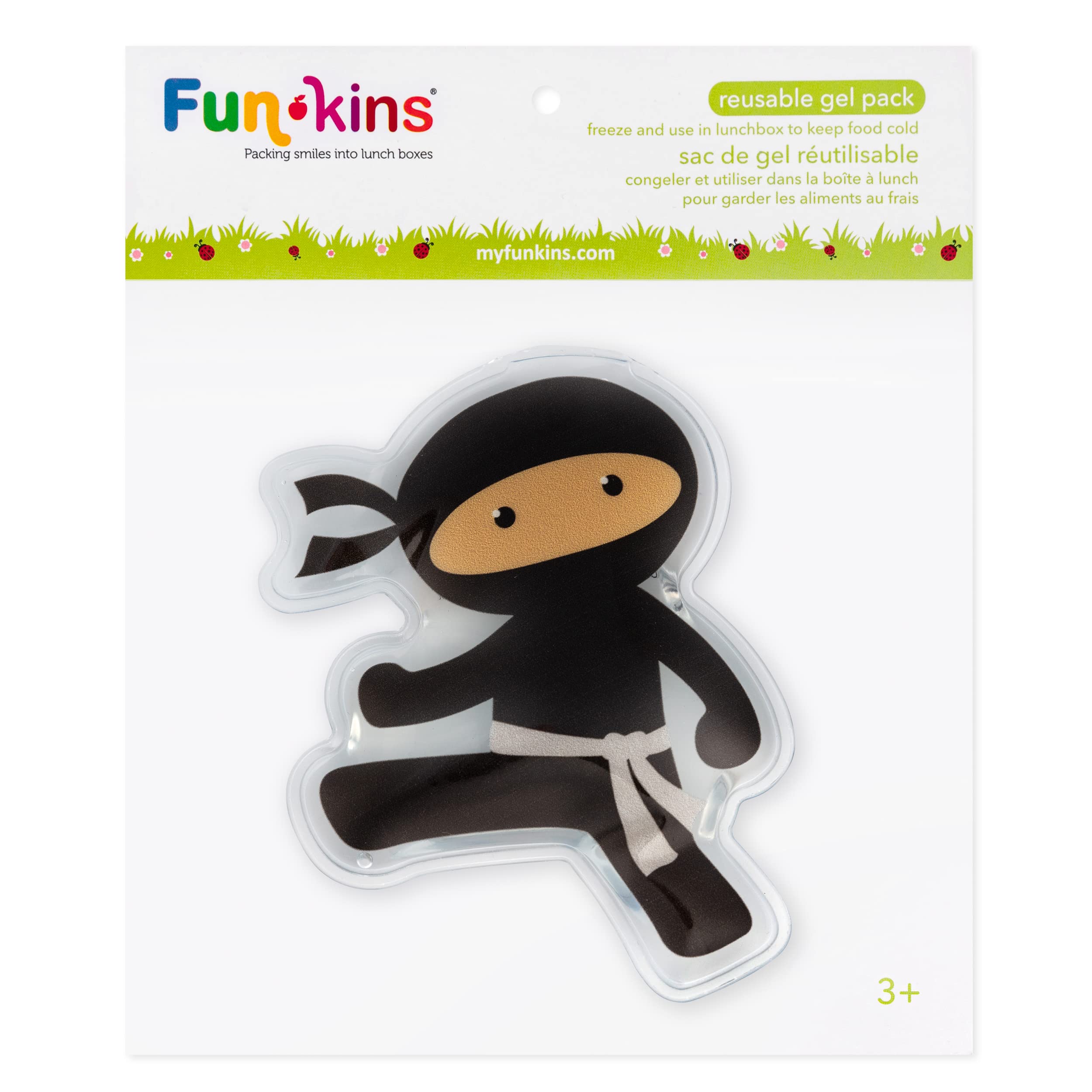 FUN KINSIce Pack for Lunch Boxes, Soft, Slim, Freezable, Reusable, Durable for Lunch Bags and Totes, Variety of Patterns for Boys and Girls, Keeps Lunches Cold (Ninjas)