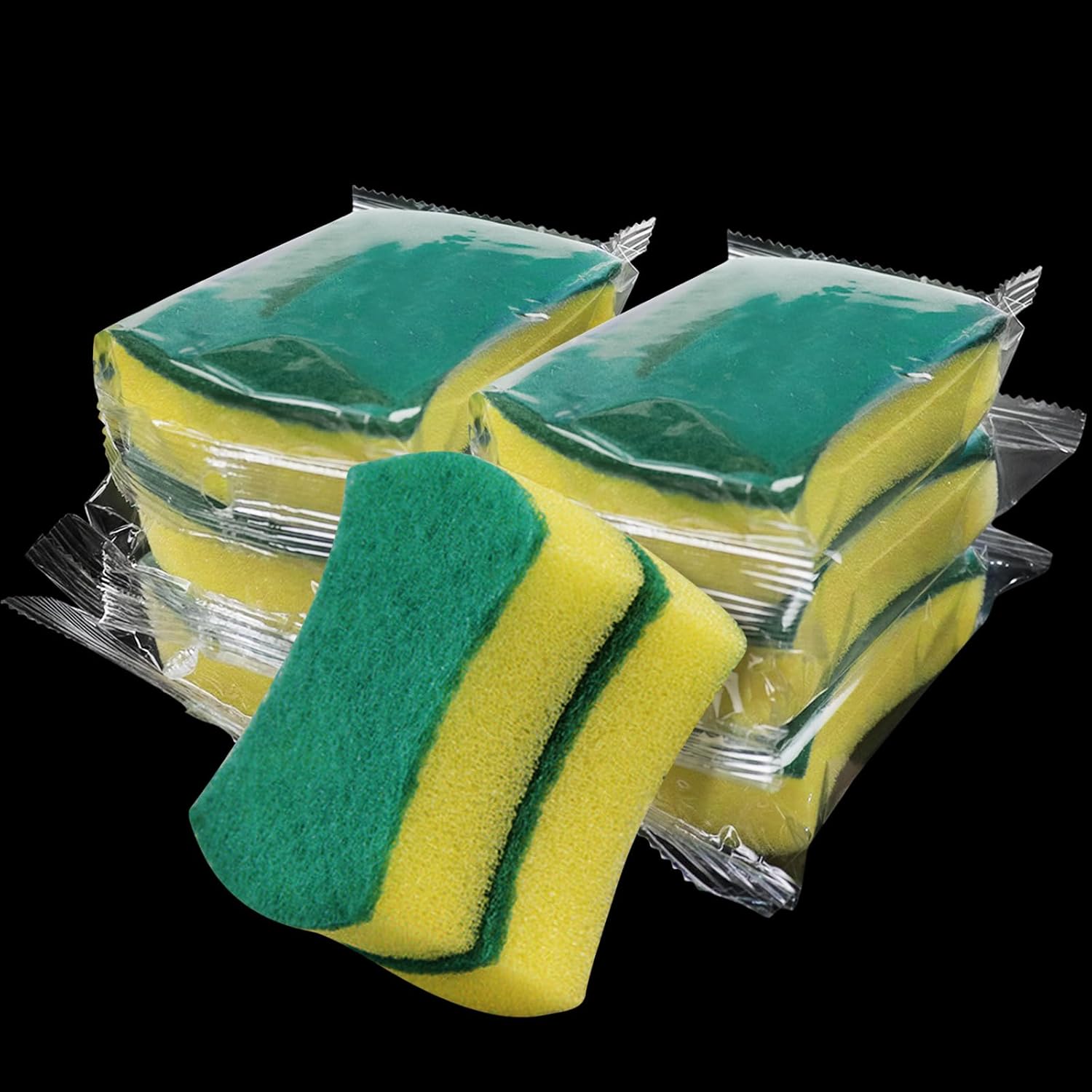 (490 Pack) Kheoxusa Individually Wrapped Sponges,Sponge Individually Wrapped,Individually Wrapped Sponges Bulk Packed for Cleaning Dishes Kitchen Scrub Dish Non Scratch Scrubbers Small Mini Bulk-Waist