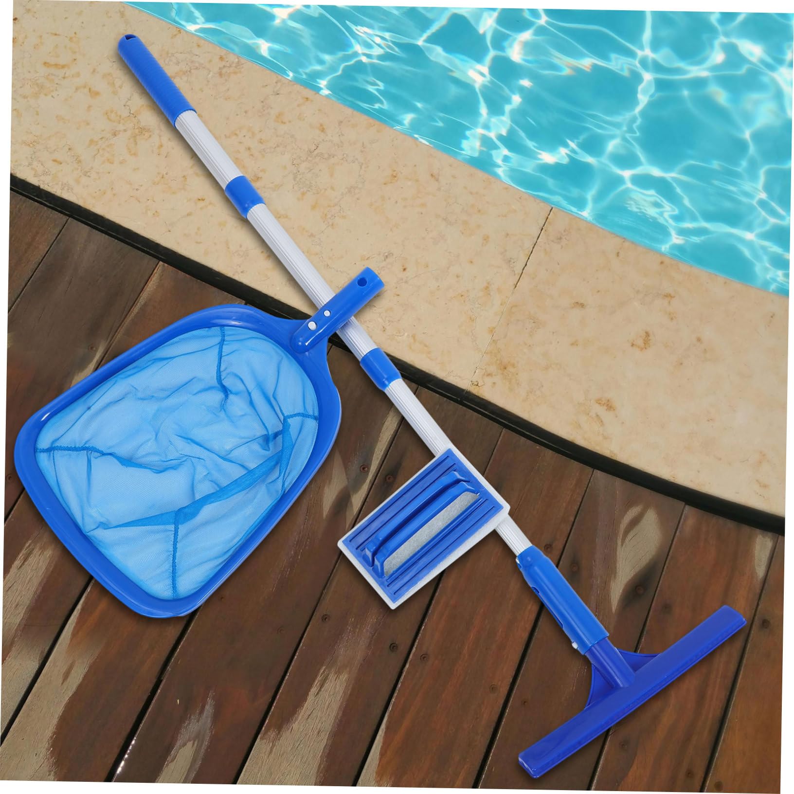 BESPORTBLE Reinigungsset Netz Pool Bodensauger Skimmer mit Teleskopstange und Nylonbürste für Effektive Reinigung Schwimmbad von Privaten und Öffentlichen Pools
