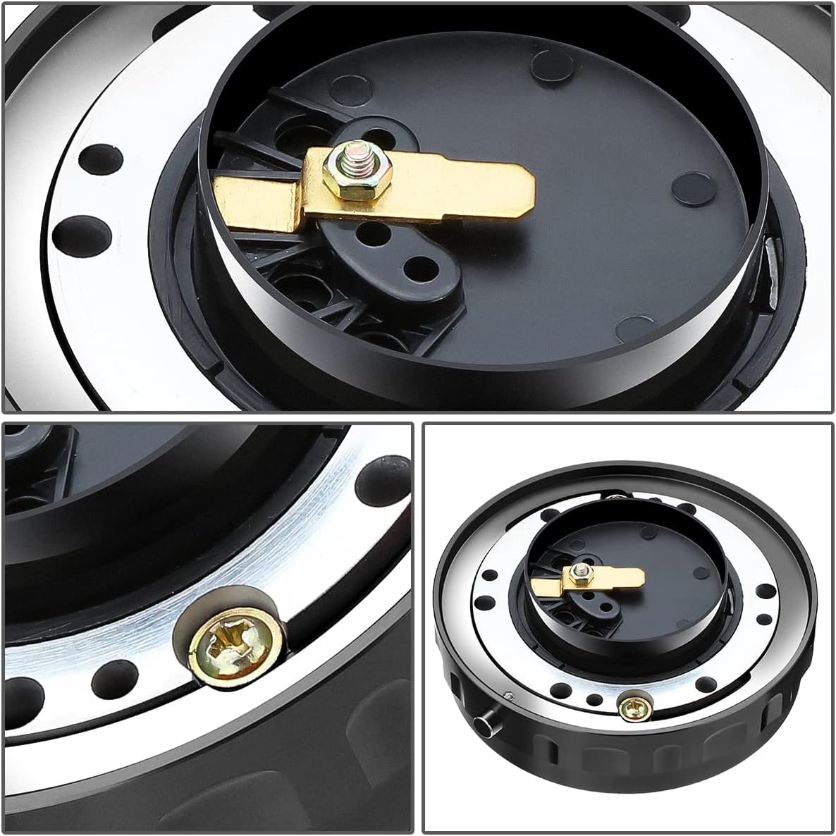 J2 Engineering J2-QR-ZTL-9070-BK Aluminum Low Profile Twist Lock Quick Release Steering Wheel Hub Adapter Kit 6 X 70mm / 6 X 74mm Bolt Pattern,Black