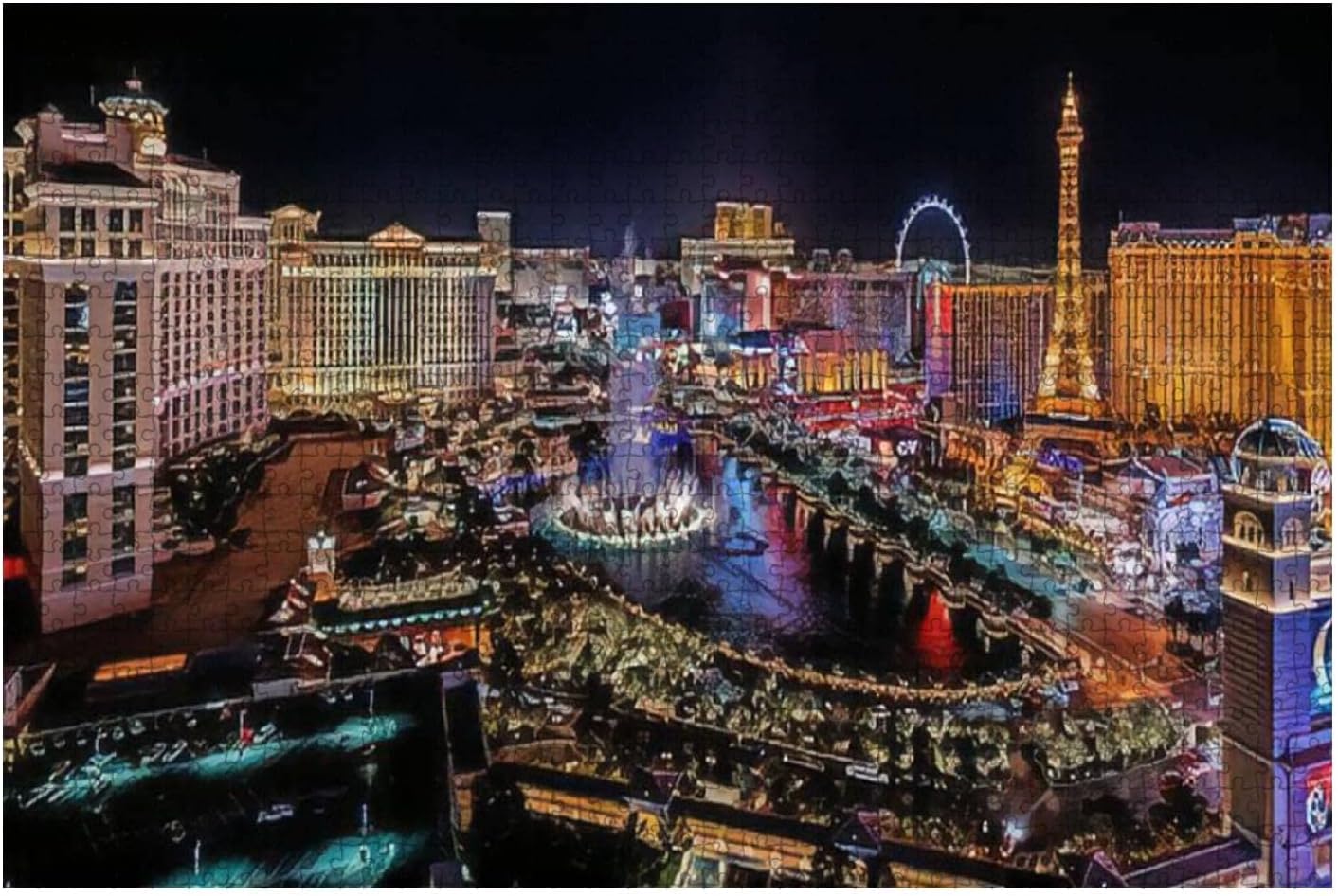 Las Vegas Nevada 2018 02 07 panoramic view of The Las Vegas Strip 1000 Piece Jigsaw Puzzle Game - Colorful Large Puzzles Artwork for Adults Teens Puzzle Game Toy Gift