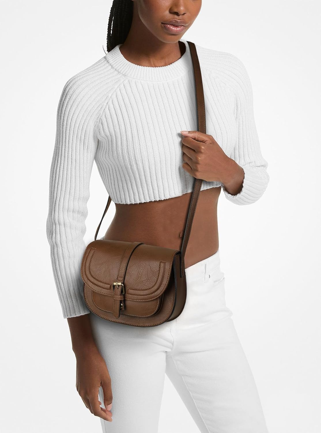 AFKOMST Crossbody Bags for Women,Small Saddle Purse and Boho Cross Body Handbags,Vegan Leather - Image 3