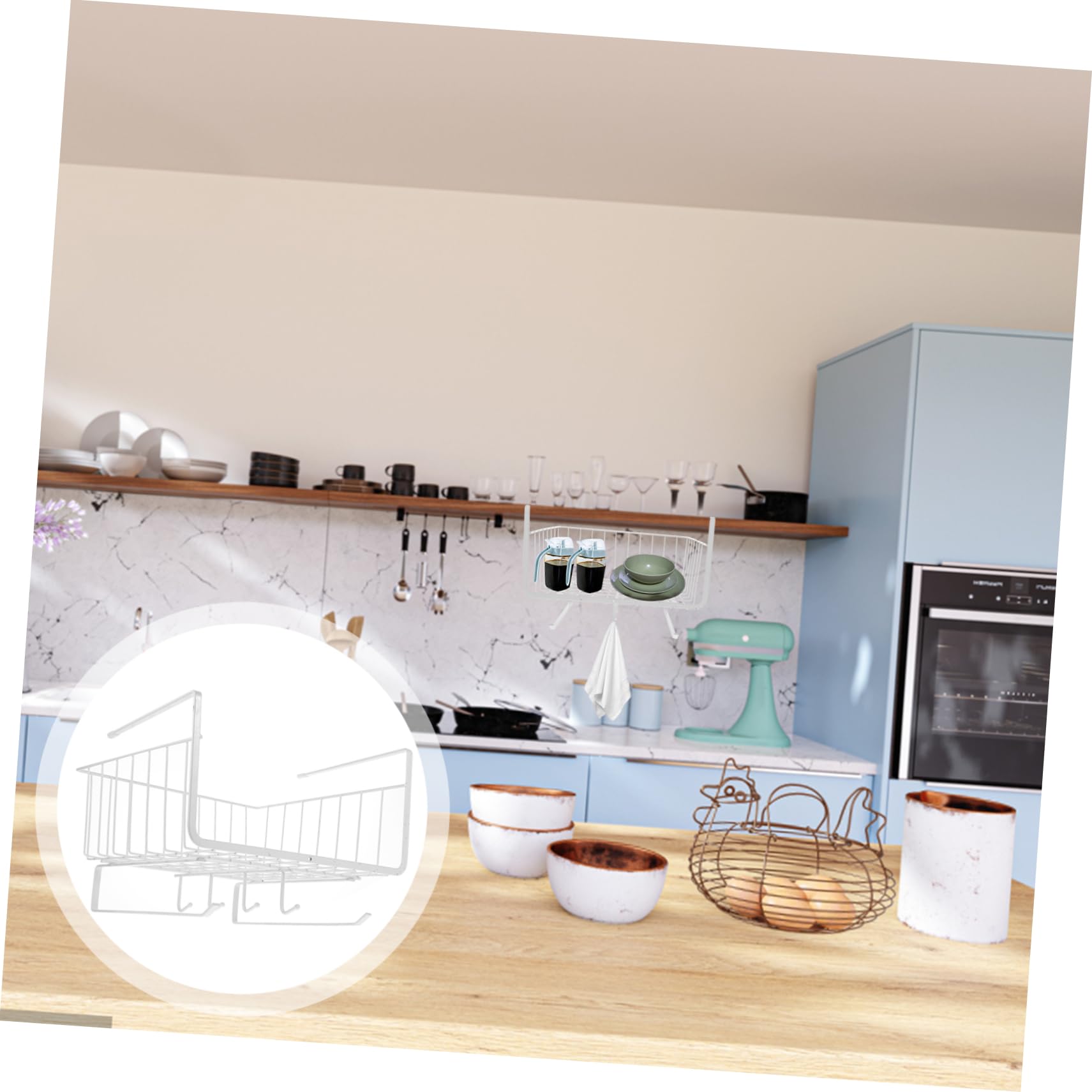 Organizador De Cesta Colgante Para Armario De Cocina Rejilla Multifuncional De Acero Resistente Estante Aprovechable Bajo Mueble Almacenaje Práctico Para Utensilios y Accesorios Co