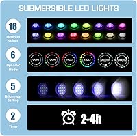 Vista 8 de Luces de piscina, luces LED sumergibles recargables con control remoto, imán integrado, 16 luces flotantes que cambian de color, luces subacuáticas