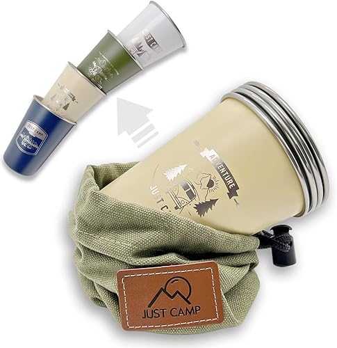 4pcs Camping Cup 11oz Wilderness Theme Pattern 188 acero inoxidable para picnic al aire libre senderismo pesca pinta vaso regalo 4 colores