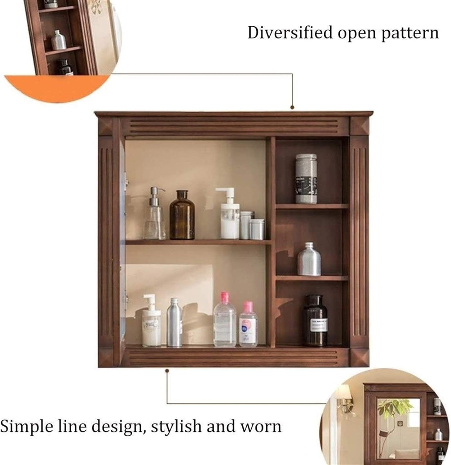 Wooden Wall Storage Cabinet with Vanity Mirror and Slider Barn Through Rustic Brown Cabinets Bathroom Furniture Bathroom Solid Wood Bathroom Mirror