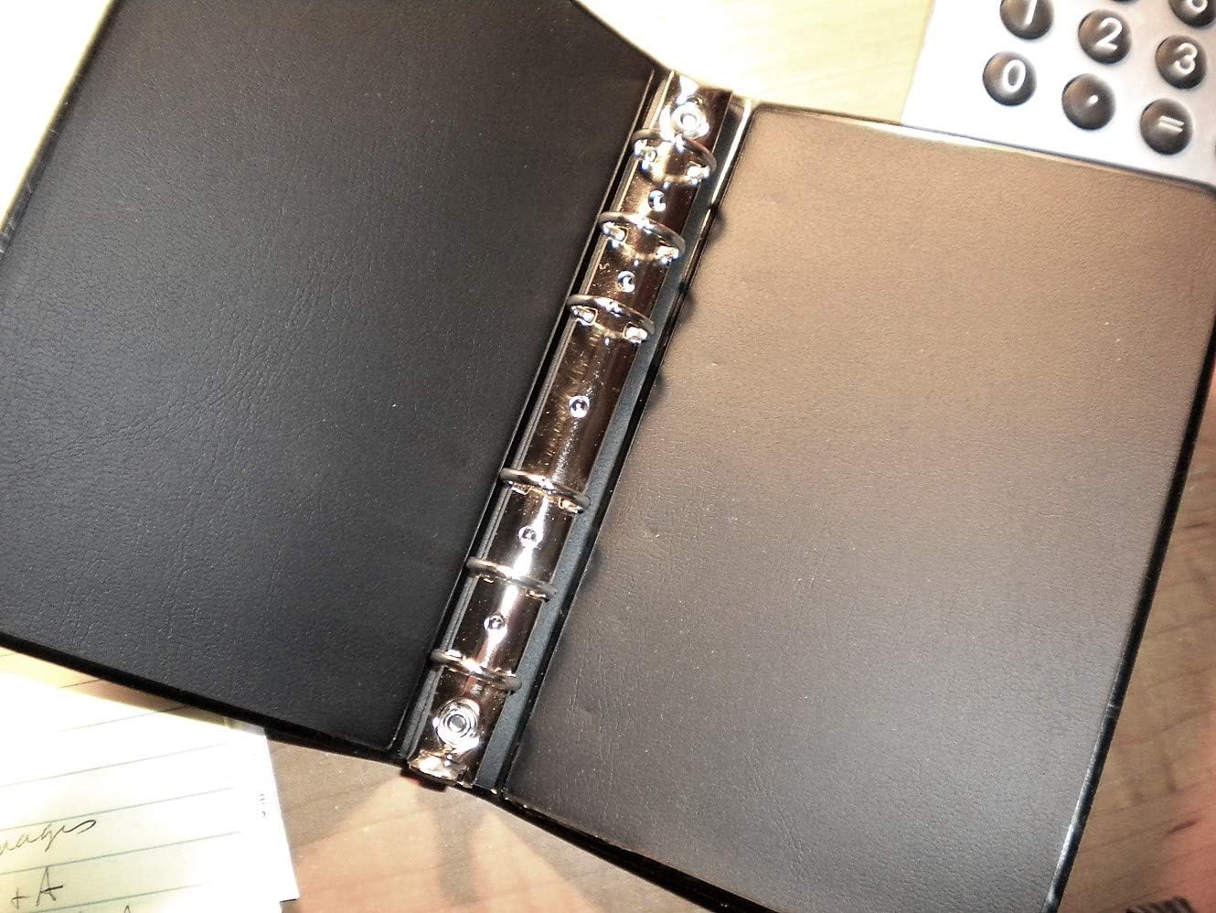 Little 6-Ring Vinyl Binder for 3-1/2 x 6 inch Sheets, Black with Single Lock Release (Like Mead 46032)