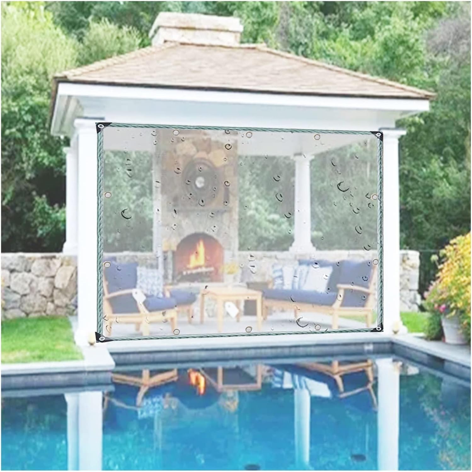 Tarp Cover PVC Waterproof Tarpaulin, Plastic Tarps Clear Dustproof Anti UV, Perfect for Farming Furniture Cover Balcony Clear Sheet Covers(2.62x6.56ft/0.8x2m)