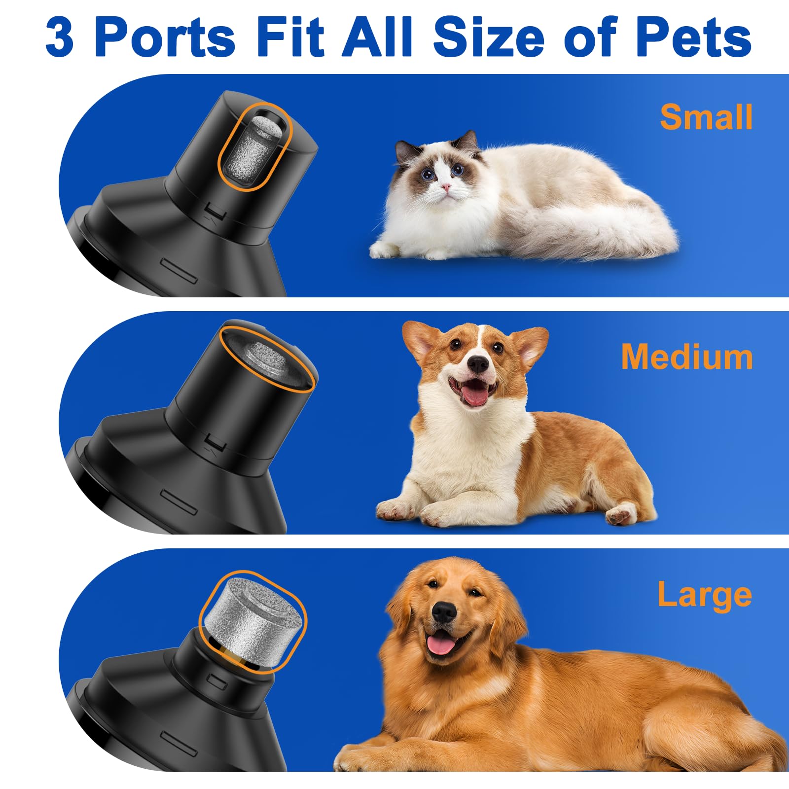 Dog Nail Grinder, Quiet and Low-Vibration Dog Nail Trimmers for Large Dogs, Medium, Small Dogs Cats Pets, Upgrade Professional Electric Pet Paws Toenail Grooming Tool Black - image 2