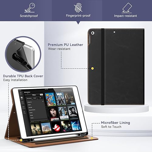 Miniatura 6 de OKP Funda para iPad de 9 generación 2021  8 generación 20207 generación 2019 de 10.2 pulgadas con soporte de piel sintética de visión multiángulo