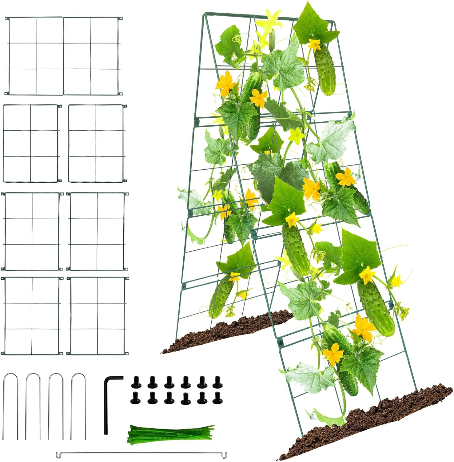 Cucumber Trellis for Raised Garden Bed, Easy-to-Assemble Sturdy Metal Garden Trellis for Climbing Plants – Outdoor Plant Support for Cucumbers, Beans, Zucchini, Tomatoes, Pumpkins & More!