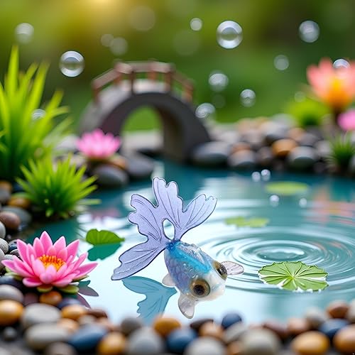 Miniatura 4 de Mini pez dorado azul decoración de acrílico simulación peces decoración miniatura jardín de hadas ornamento DIY accesorios decoración casa de muñecas