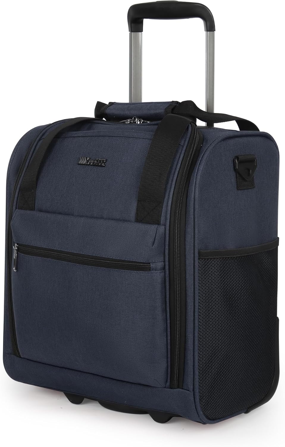 16'' Softside Carry-On Luggage for Airplane,3-in-1 Underseat Carry On Luggage with Wheels,Scratch-Resistant Surface,Lightweight Durable Rolling Suitcase for Men/Women Business Trip（16'',Navy）