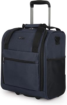 16 Softside Carry-On Luggage for Airplane,3-in-1 Underseat Carry On Luggage with Wheels,Scratch-Resistant Surface,Lightweight Durable Rolling Suitcase for Men/Women Business Trip16,Navy