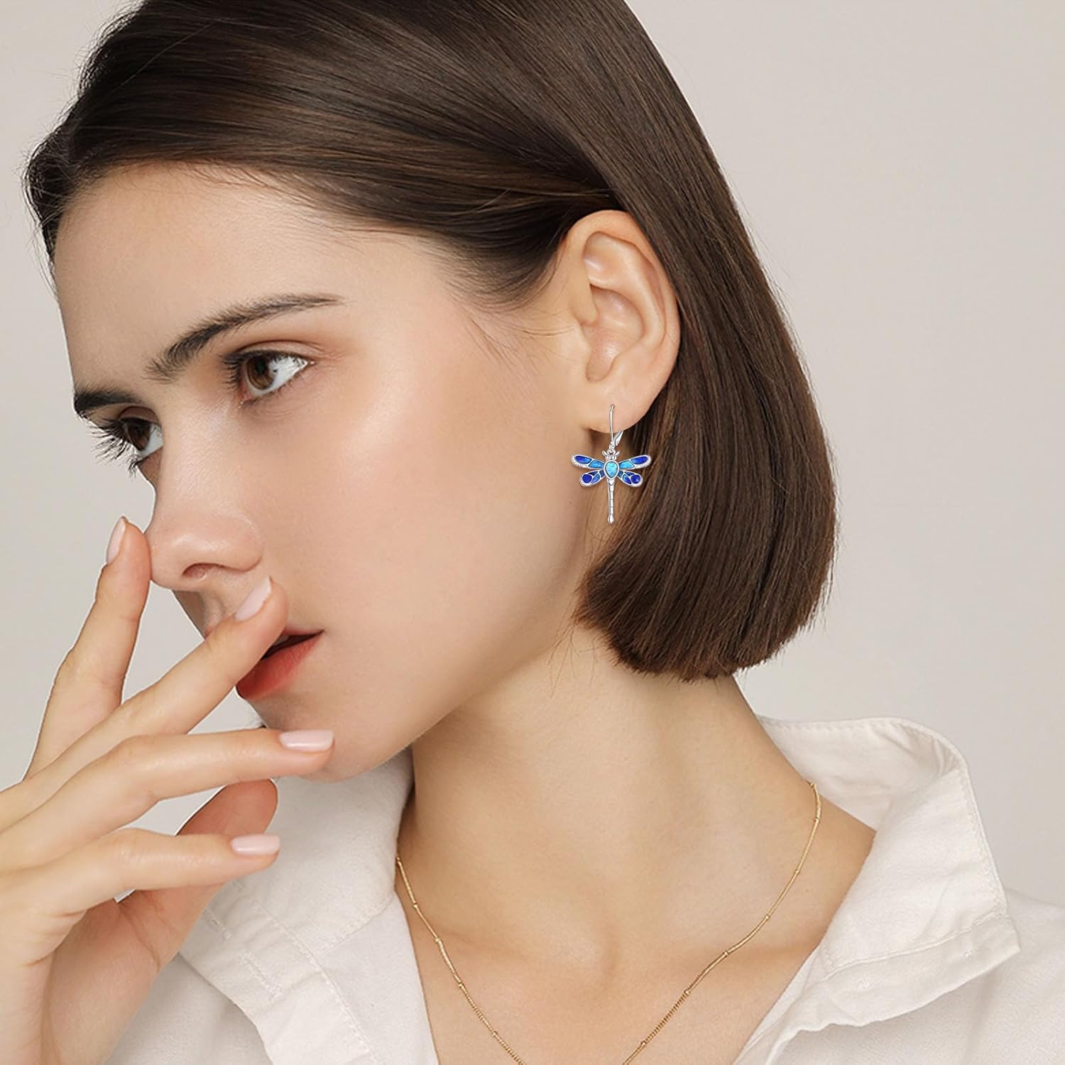 Dragonfly Earrings 925 Sterling Silver Dragonfly Leverback Dangle Drop Earrings Opal Dragonfly Jewelry Gifts for Women - Image 2