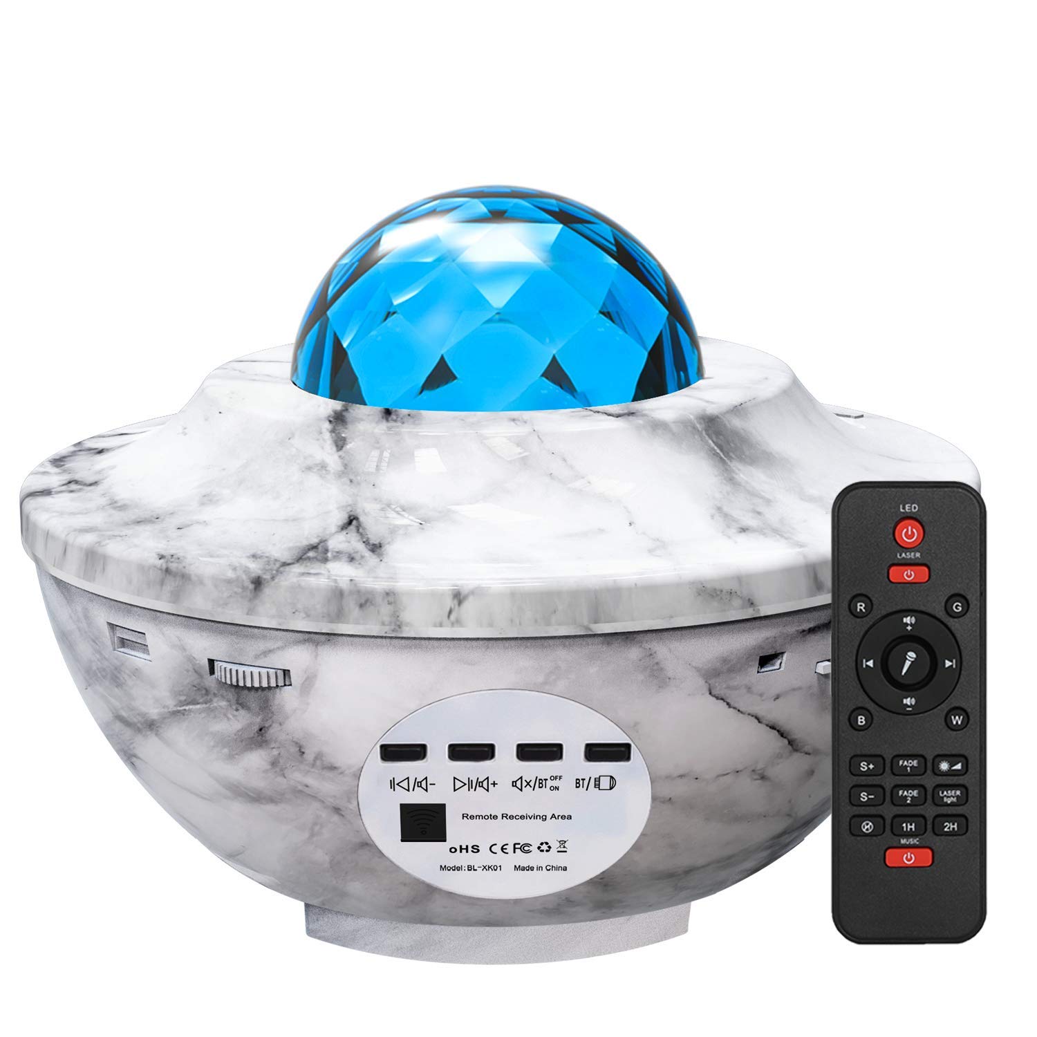 Star Projector Night Light Wood Color, Galaxy Lights with Bluetooth Speaker, 3 in 1 Music Star Projector with LED Cloud Ocean Wave Projector Lights for Bedroom Adults Kids Christmas Gifts