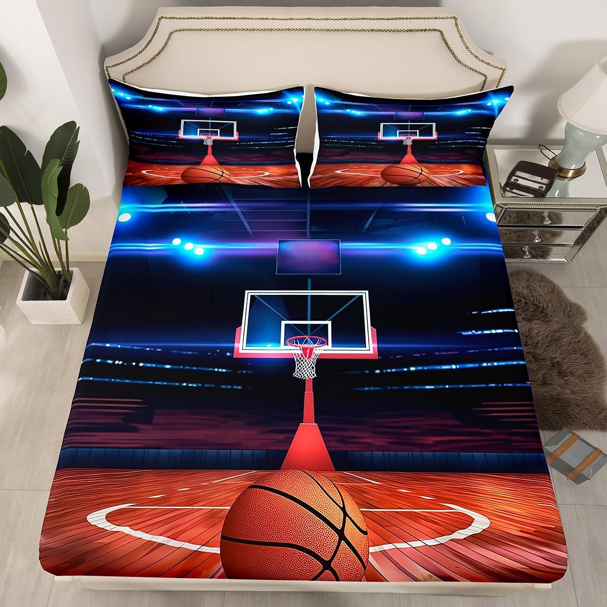 Blue Jellyfish Fitted Sheet for Youth Lady,Sealife Underwater World Bed Sheet,Ocean Fish Sheet Set,Under Sea Colorful Coral Reef Bed Cover Tropical Hawaii Beach Bedroom Decor Queen Size