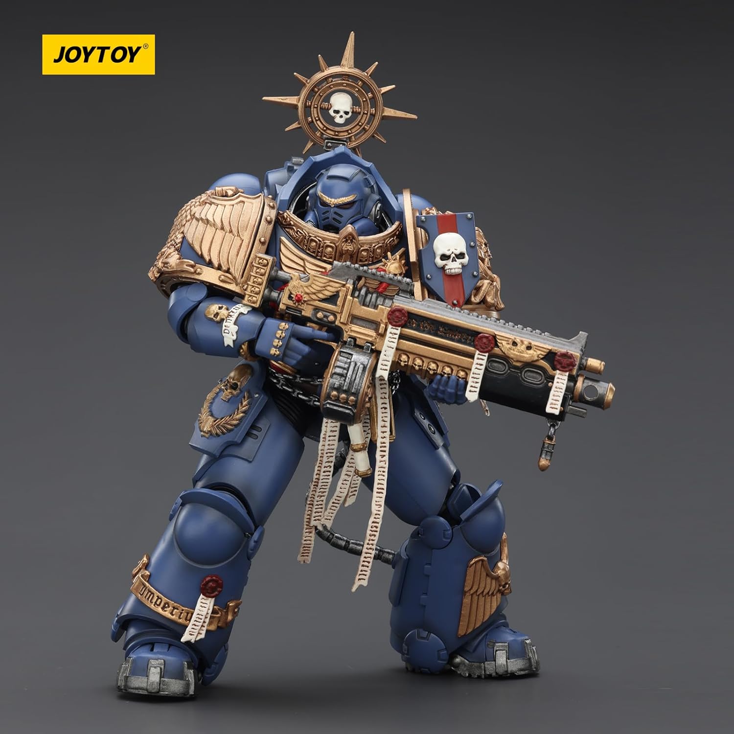 JOYTOY Warhammer 40k Space Marine 2,Ultramarines Heavy Relic Primus Armor with Heavy Relic Bolt Rifle 1/18 Action Figure Collect and Display Model