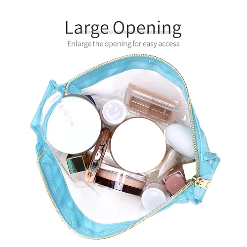 Miniatura 3 de PACKISM Bolsa de maquillaje transparente, bolsas transparentes de tamaño perfecto con cremallera para viajes, almacenamiento en casa, organización,