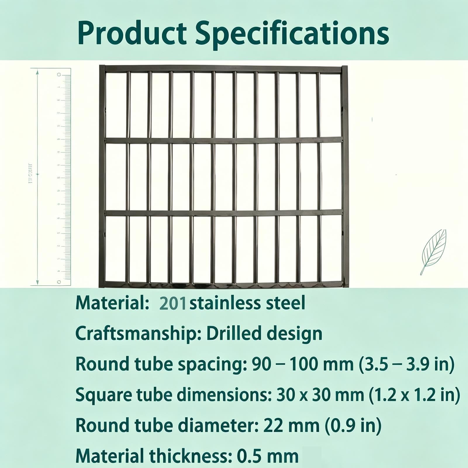 Barre de sécurité fenêtre en inox, anti-chute et anti-effraction