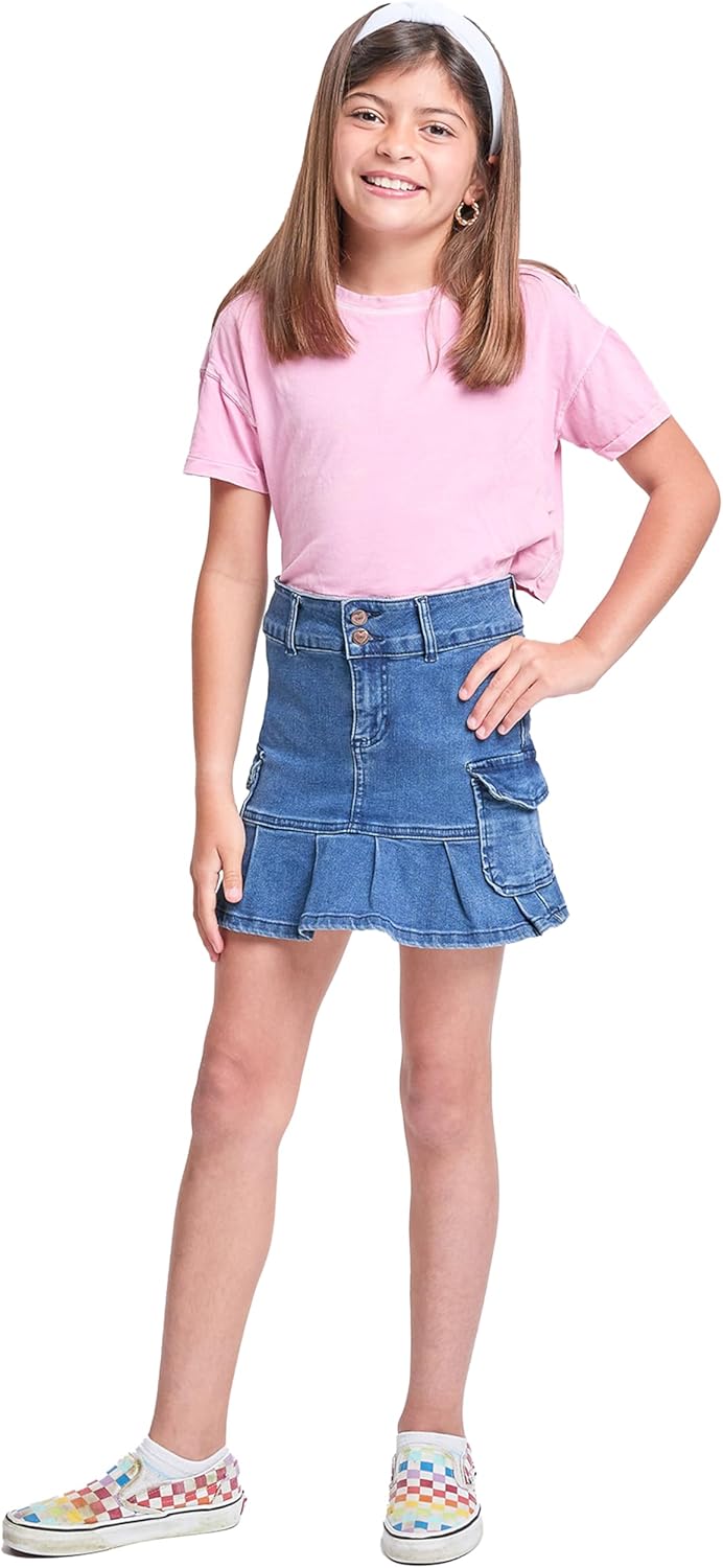 YMI Girls YMI Girls Cargo Pleated Denim Mini Skirt - Image 5
