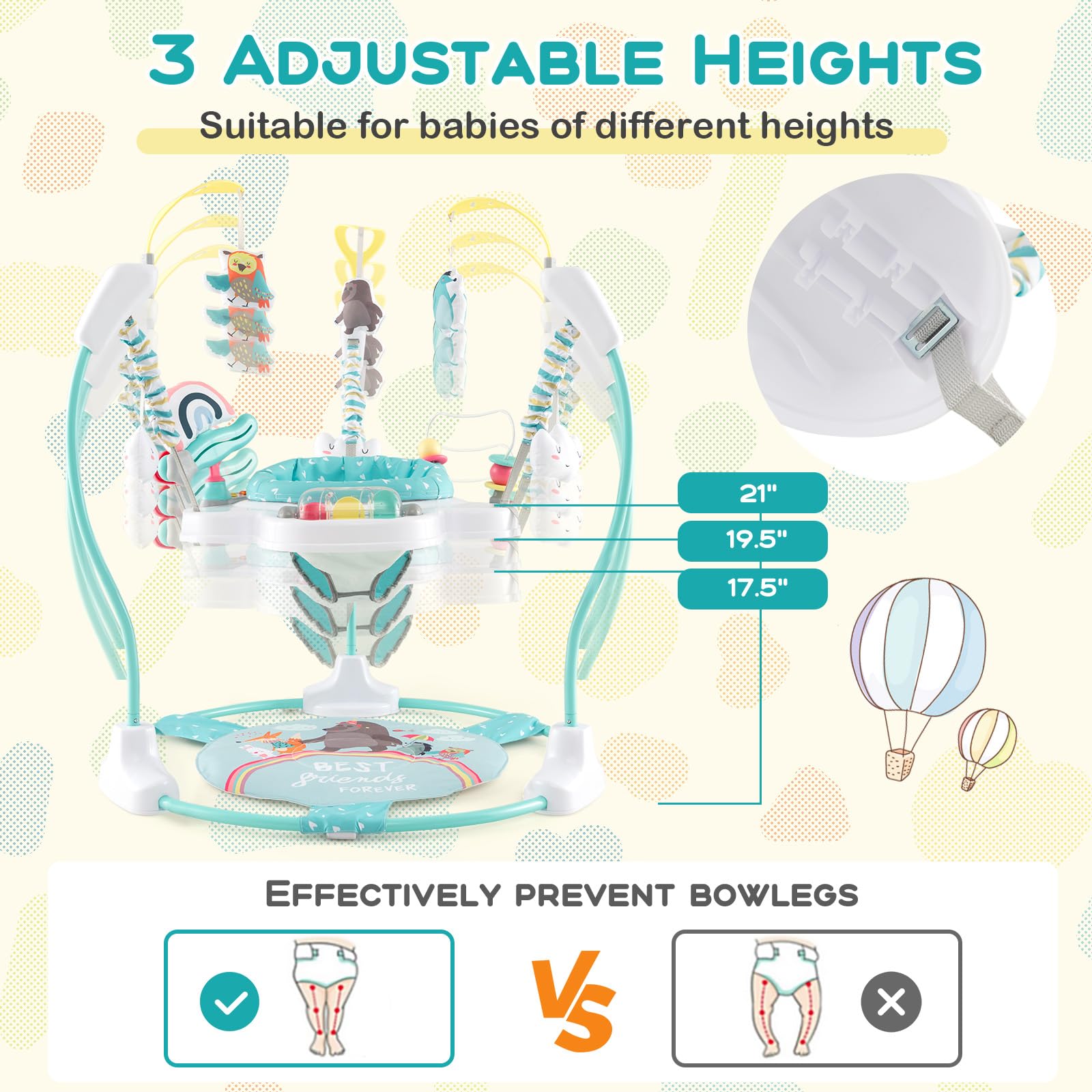 FANTASK Jumperoo Baby, Stationäres Aktivitätscenter mit 360° drehbare Sitz, Spielzeug & Musiktablett, bis 12 kg, ab 6 Monaten