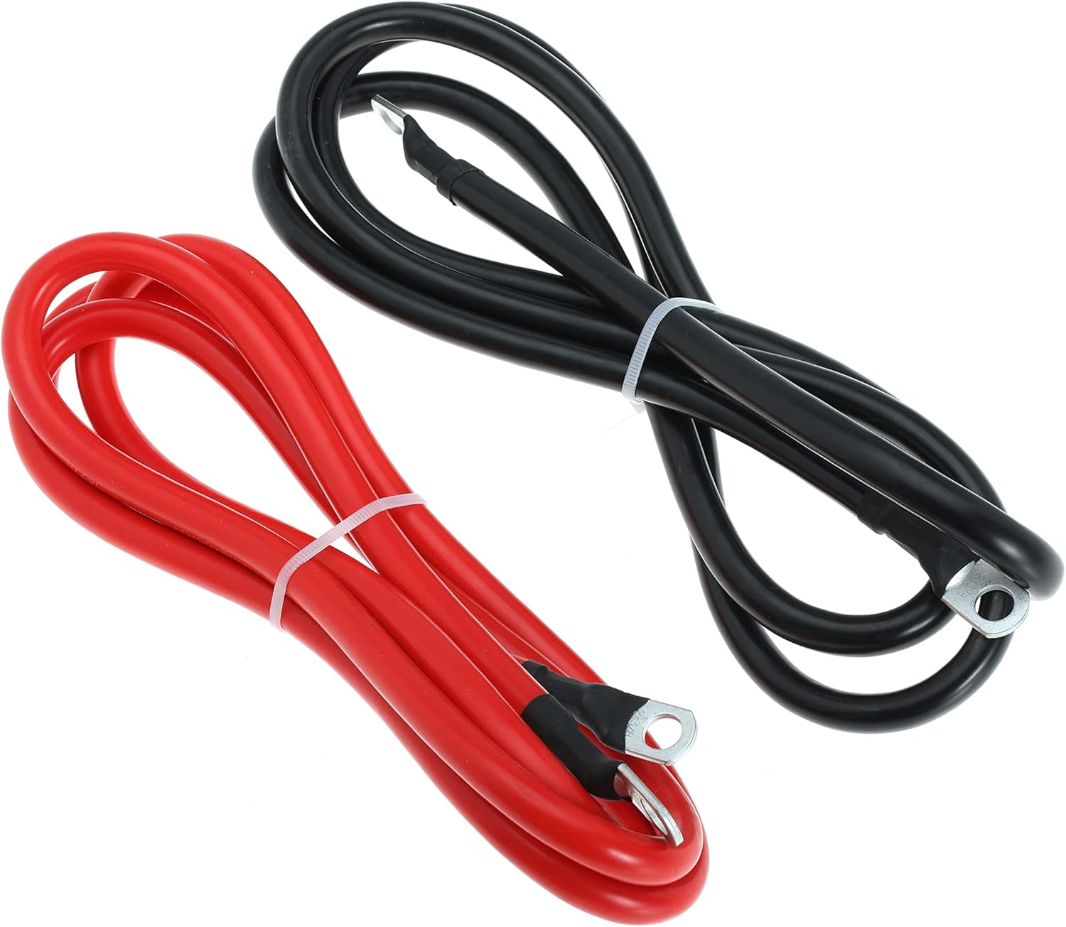 2 AWG Battery Cable 2AWG Gauge Battery Inverter Cables with 3/8 in Lugs Pure Copper Power Inverter Wire Set for Solar Marine Boat RV Car Motorcycle 2pcs (7FT)