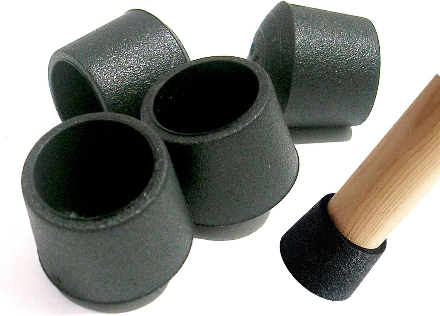 Rubber Chair Leg Caps, Black, Anti-Slip Floor Protectors, Round Shape, Furniture Feet Covers for Tables, Chairs, Sofas, Cabinets, Home Office Use (Round 0.87" - 4Pack)