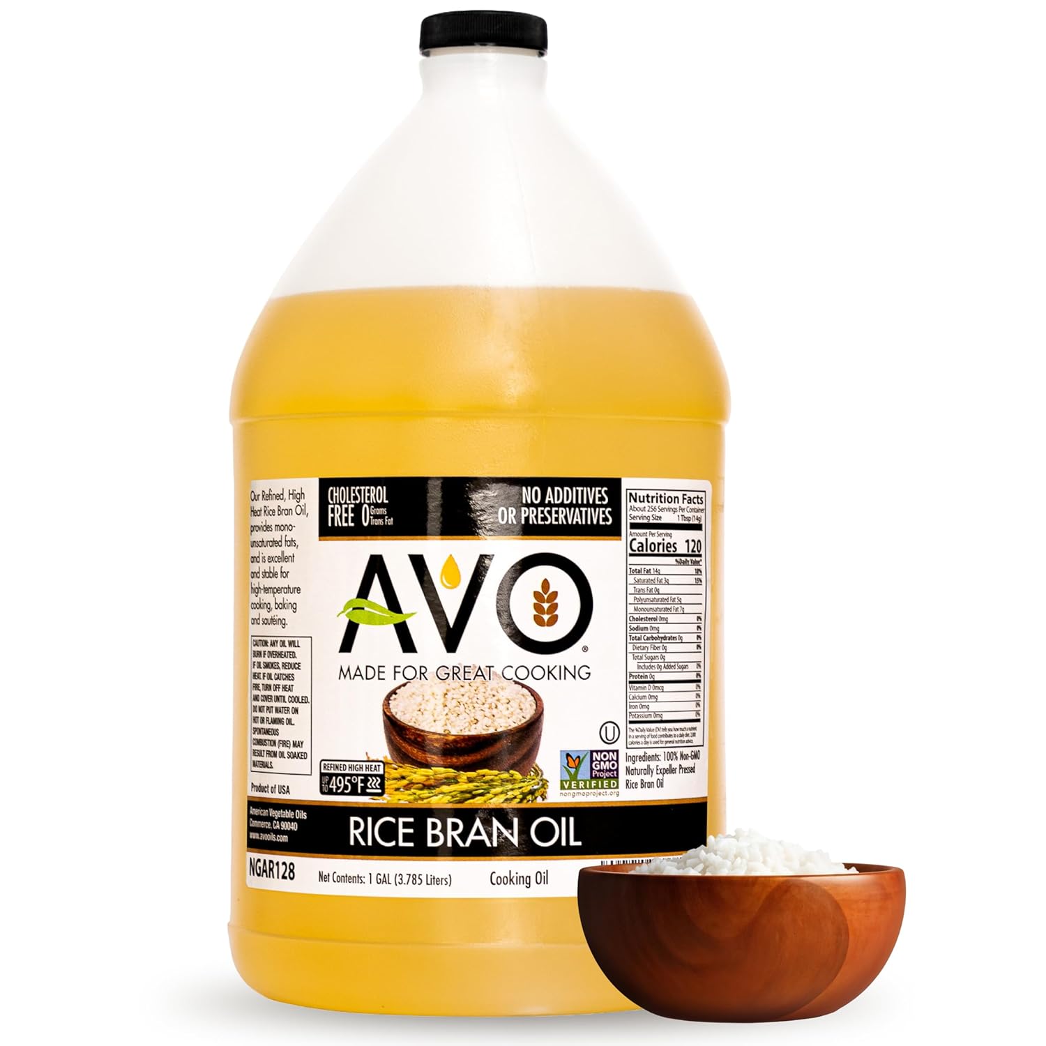 AVO Rice Bran Oil 100% Non-GMO, 1 Gallon