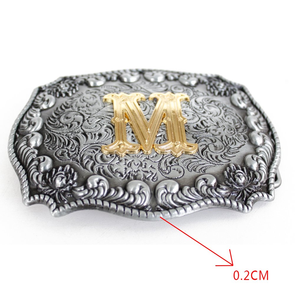 Herren-Gürtelschnallen, englischer Buchstabe in 3D, Westernstil, Cowboy-Alphabet, Initiale, Gürtelschnallen für Herren