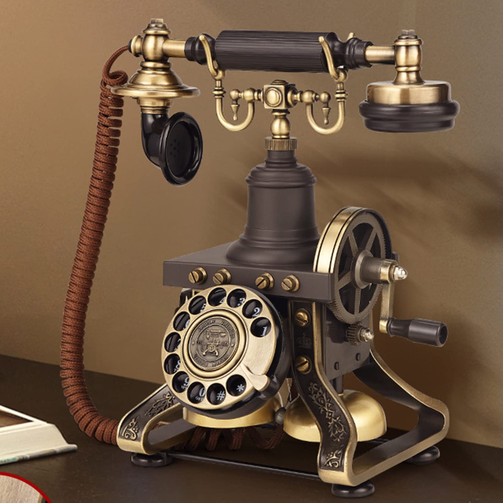 Ejoyous Telefono Antico, Telefono Fisso con Filo in Lega di Zinco con Volume Regolabile, Previene l'ossidazione per lo Studio