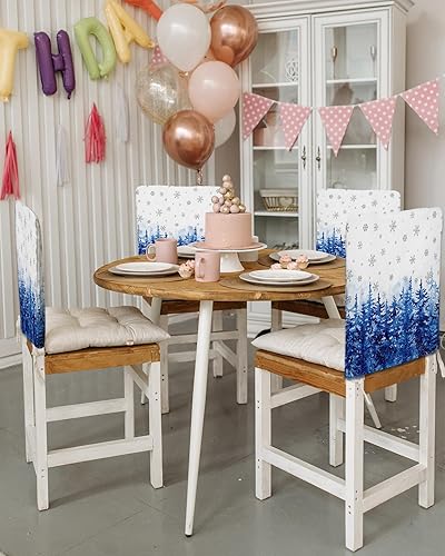 Miniatura 3 de Paquete de 4 fundas para respaldo de silla de árbol de Navidad para sillas de comedor, lavables y extraíbles, protector de silla para boda, fiesta,