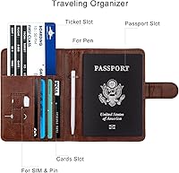 Vista 4 de WALNEW Funda para pasaporte, tarjetero para pasaporte de viaje, funda tipo cartera, E-Café, E