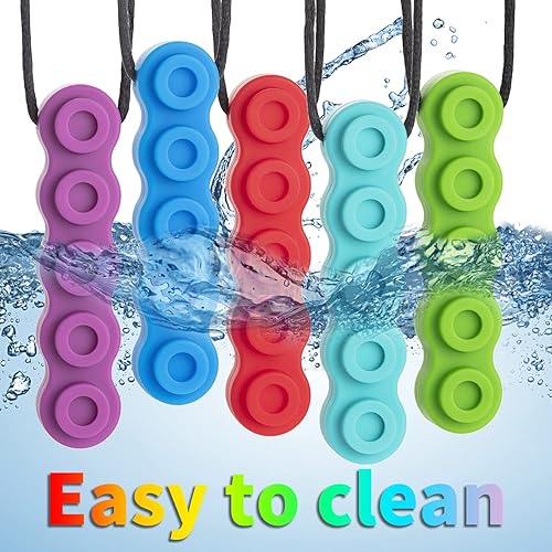Miniatura 5 de Collares para niños sensoriales, 5 paquetes de collares sensoriales de Nsodinevus hechos de silicona de grado alimenticio para autistas, TDAH, motor