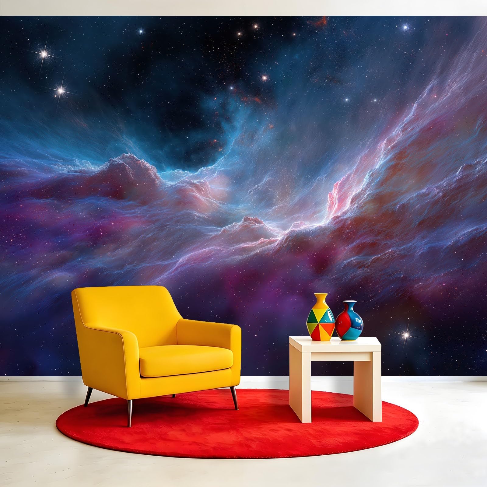 Générique Panoramiczna tapeta z włókniny 200 x 140 cm - mgławica wszechświat gwiazdy, plakat ścienny romantyczna przestrzeń do pokoju dziecięcego, pokój zabaw - dekoracja ścienna 3D