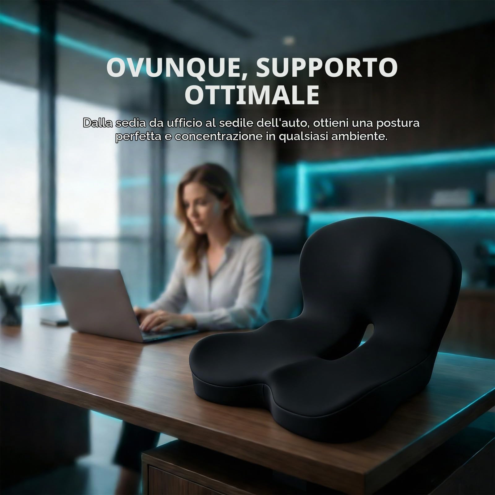 iFCOW Cuscino di seduta in memory foam e supporto lombare, ergonomico a forma di L, con supporto lombare antiscivolo, per autisti di casa, ufficio, auto