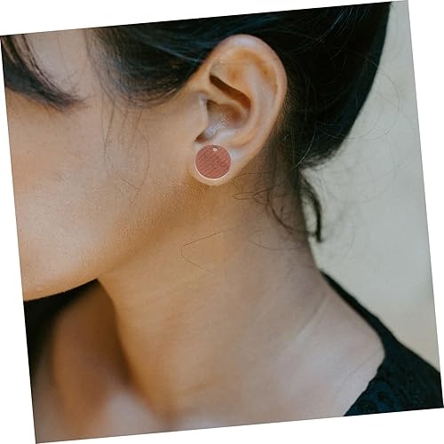 Miniatura 7 de EXCEART 20 bandejas de hallazgos aretes planos postes de parte trasera marrón base de coco aretes de joyería en blanco con madera redonda para