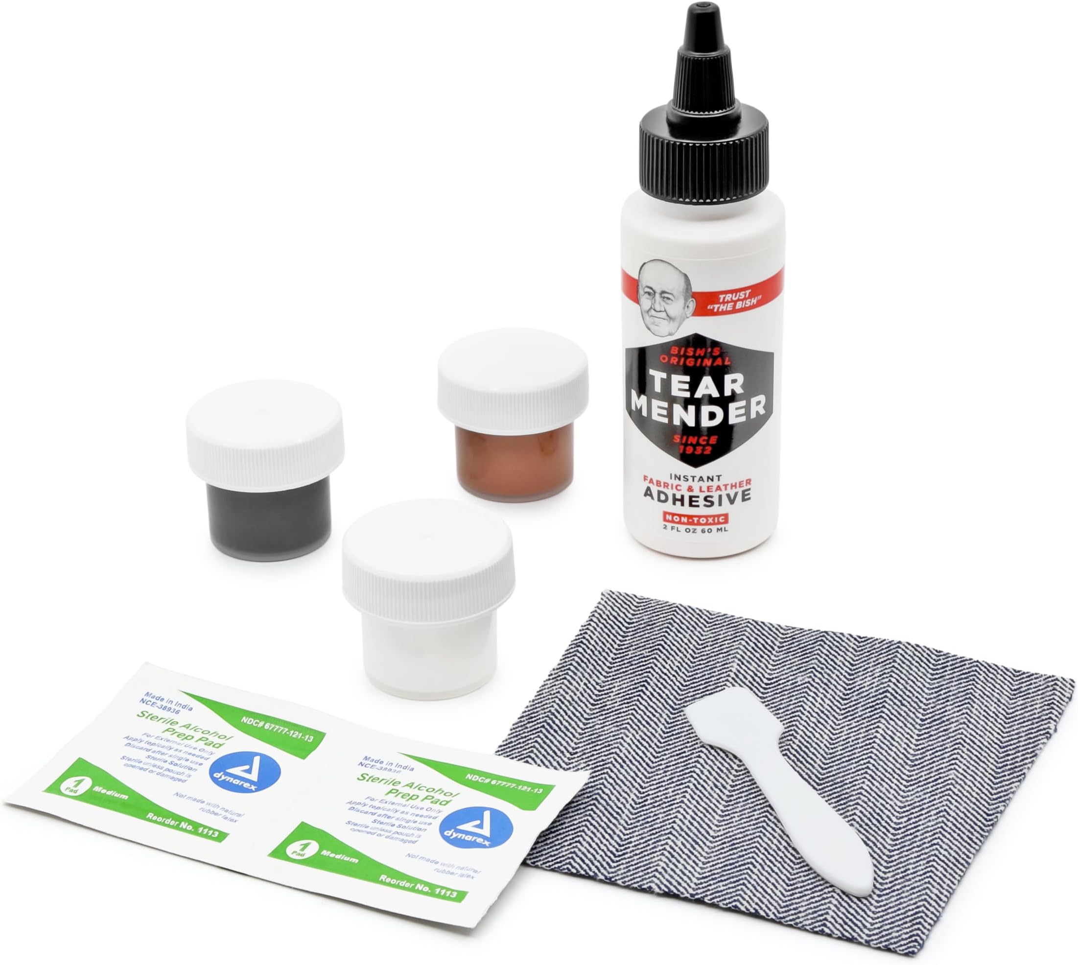 Tear Mender Premium Leather Repair Kit with Patches and Color Refinish Compound, 2 oz Bottle, TM-P-LRK