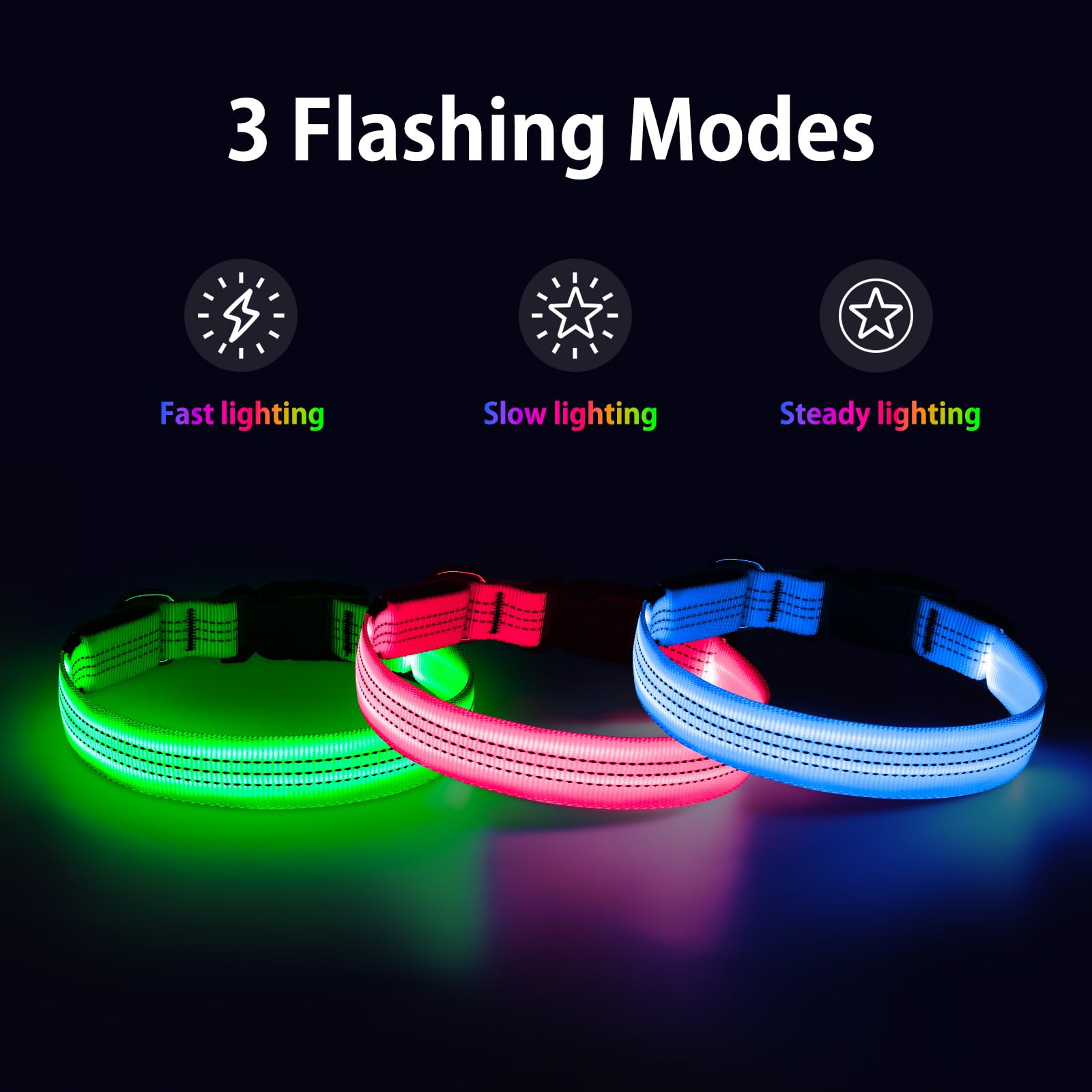 DOMIGLOW Leuchtendes Hundehalsband, wiederaufladbares LED-Halsband, leuchtet im Dunkeln, reflektierendes Haustier-Sicherheitslicht für Hunde, Spaziergänge, Camping bei Nacht (Blau, S)